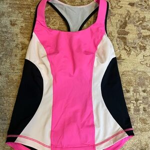 Lululemon Pink and Black Racerback Tank Top